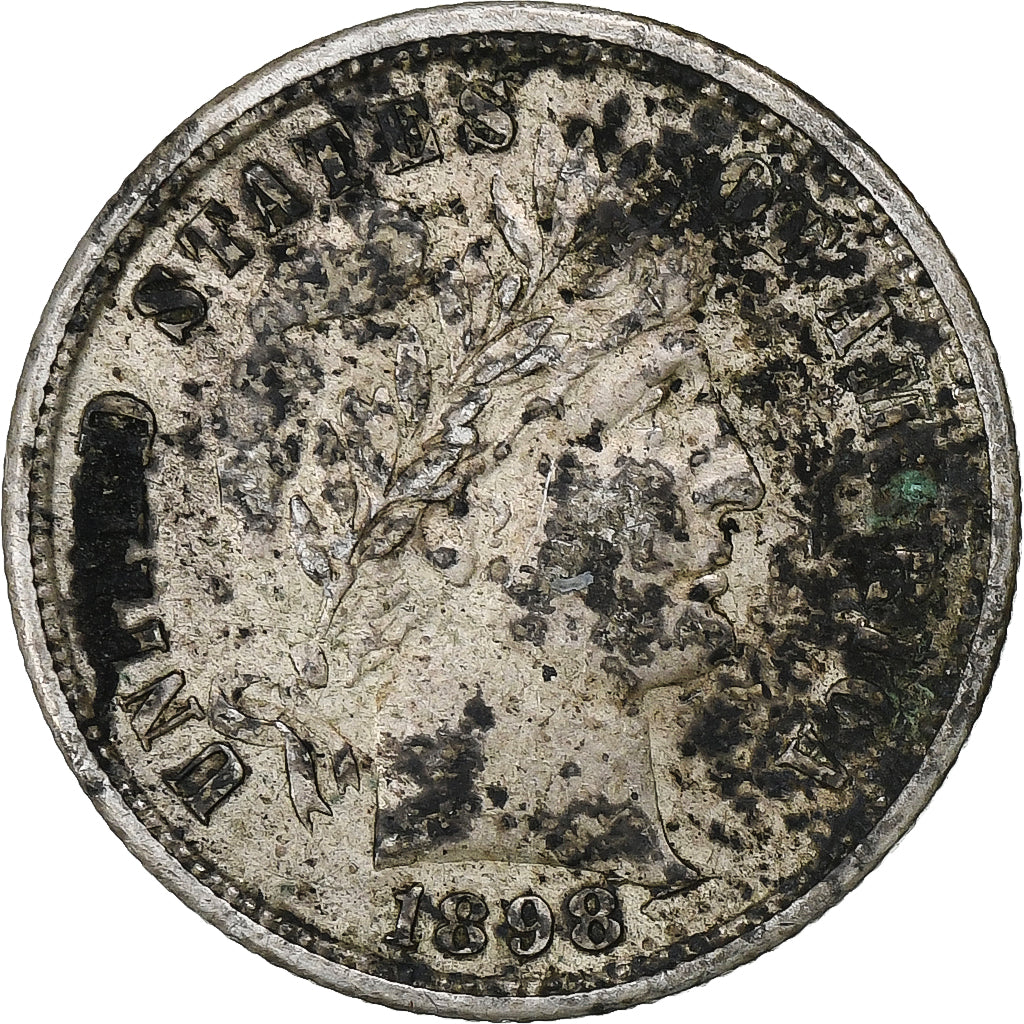 Estados Unidos da América, Dime, Barber Dime, 1898, San Francisco, Prata