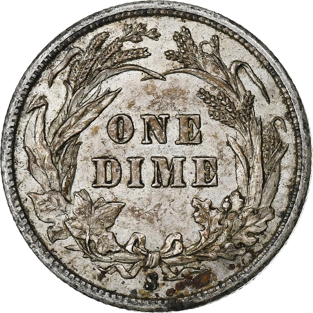 Estados Unidos da América, Dime, Barber Dime, 1898, San Francisco, Prata