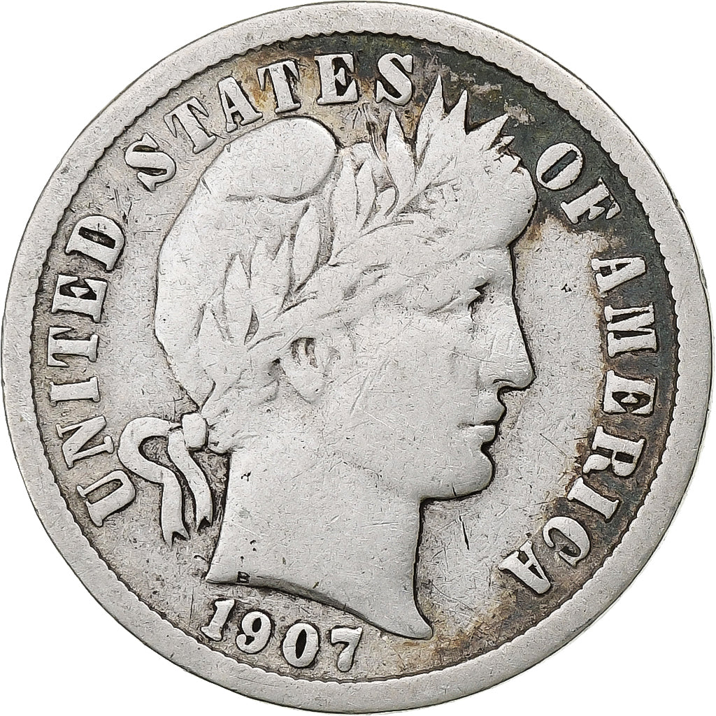 Vereinigte Staaten, Dime, Barber Dime, 1907, Philadelphia, Silber, S, KM:113