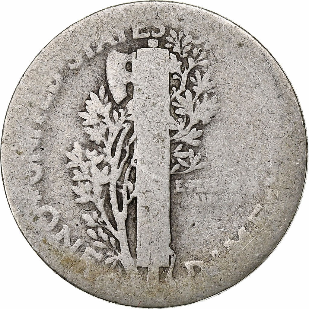 Estados Unidos, Dime, Mercury Dime, 1917, Philadelphia, Plata, BC, KM:140