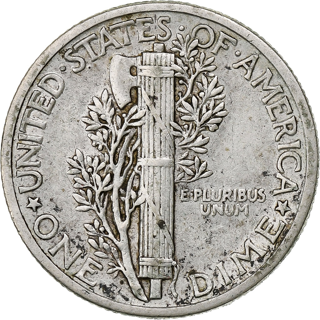 Estados Unidos da América, Dime, Mercury Dime, 1942, Philadelphia, Prata