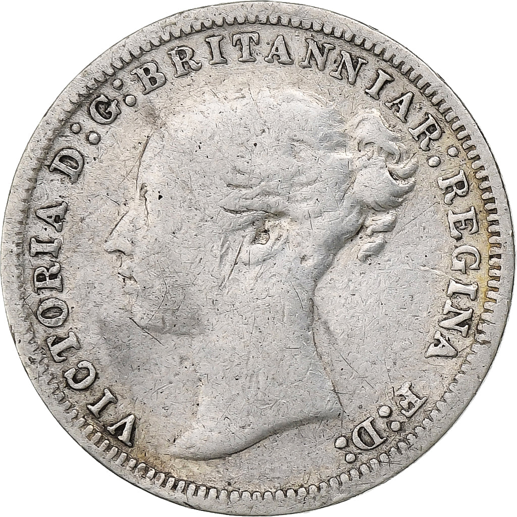 Wielka Brytania, Victoria, 3 Pence, 1877, Srebro, VF(20-25), KM:730