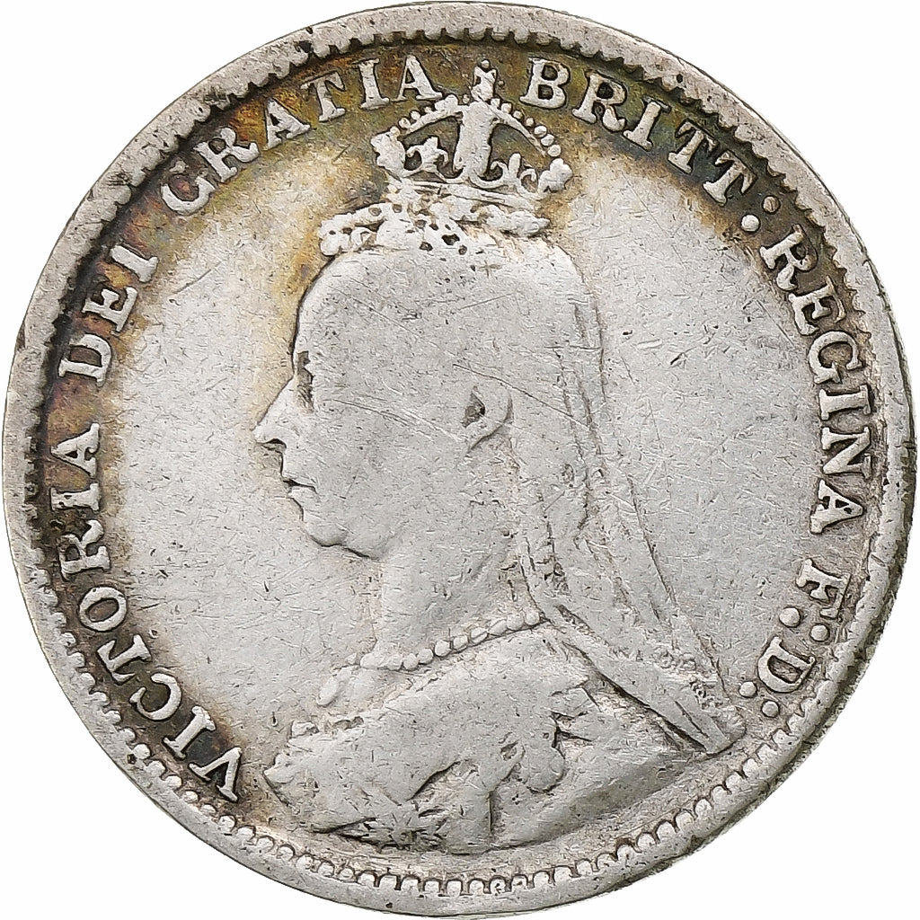 Grã-Bretanha, Victoria, 3 Pence, 1889, Prata, VF(20-25), KM:758