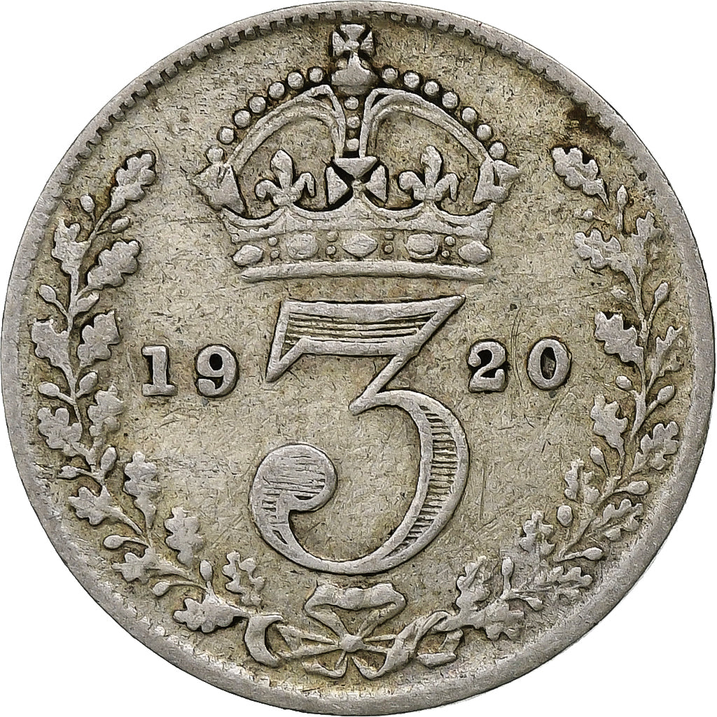 Grã-Bretanha, George V, 3 Pence, 1920, Prata, VF(20-25), KM:813