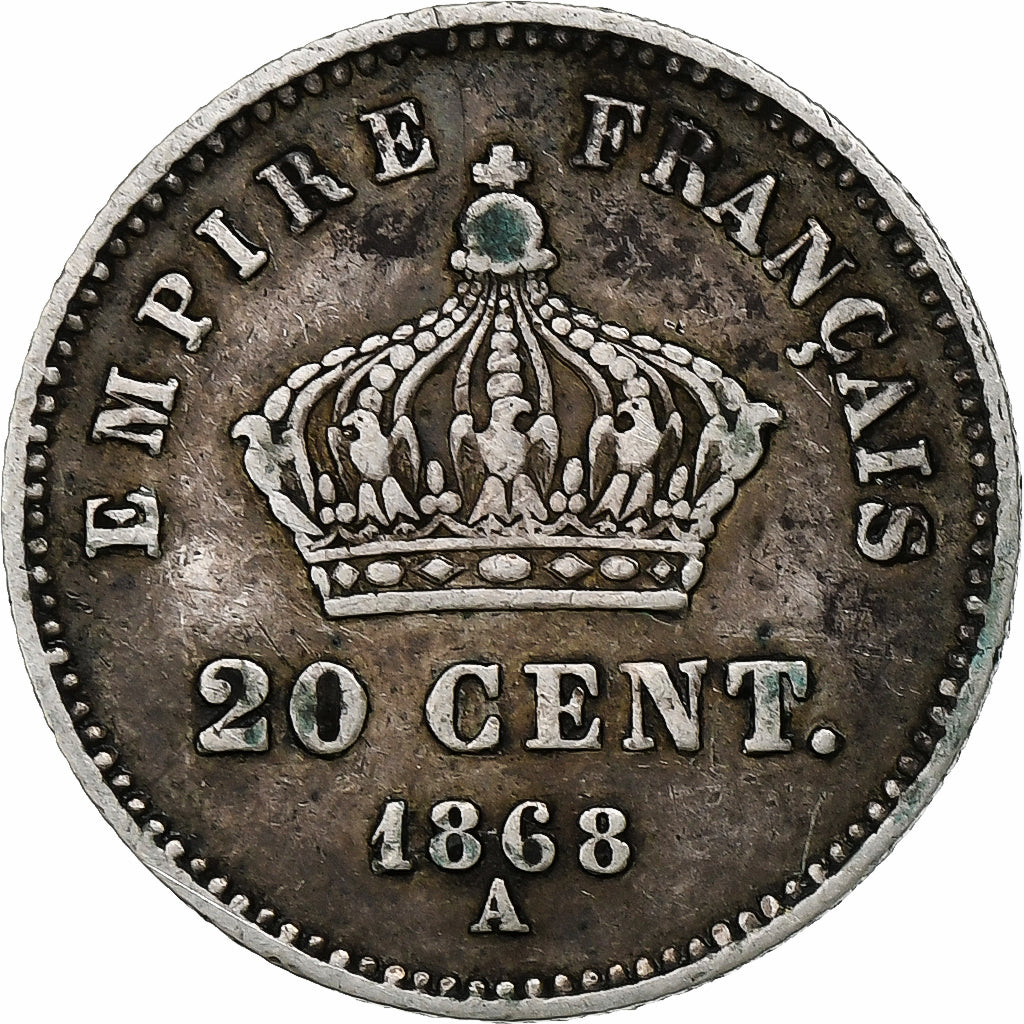 France, Napoleon III, 20 Centimes, 1868, Paris, Silver, EF(40-45), Gadoury:309