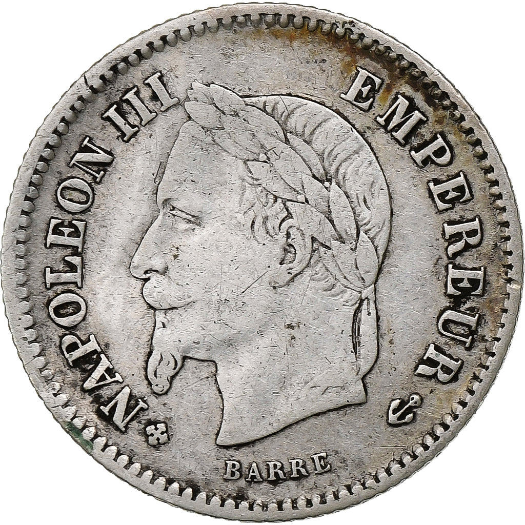 France, Napoleon III, 20 Centimes, 1867, Strasbourg, Silver, VF(20-25)