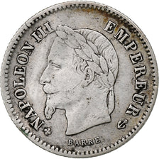 France, Napoleon III, 20 Centimes, 1867, Strasbourg, Silver, VF(20-25)