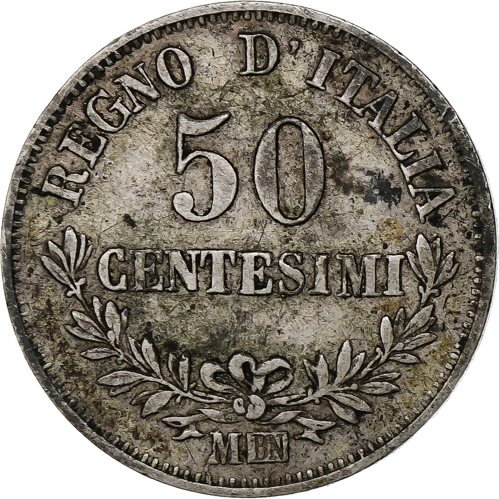 Italie, Vittorio Emanuele II, 50 Centesimi, 1863, Milan, Argent, TTB, KM:14.1