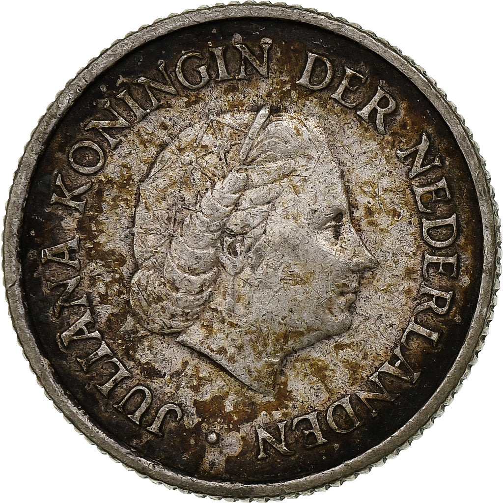 Netherlands Antilles, Juliana, 1/4 Gulden, 1954, Utrecht, Silver, AU(50-53)