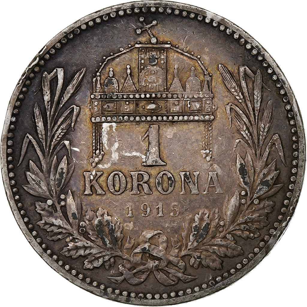 Hongarije, Franz Joseph I, Korona, 1915, Zilver, ZF+