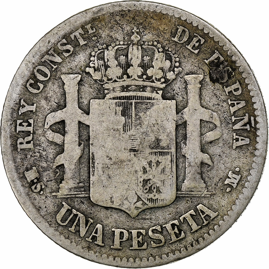 Espagne, Alfonso XII, Peseta, 1881, Madrid, Rare, Argent, TB, KM:686