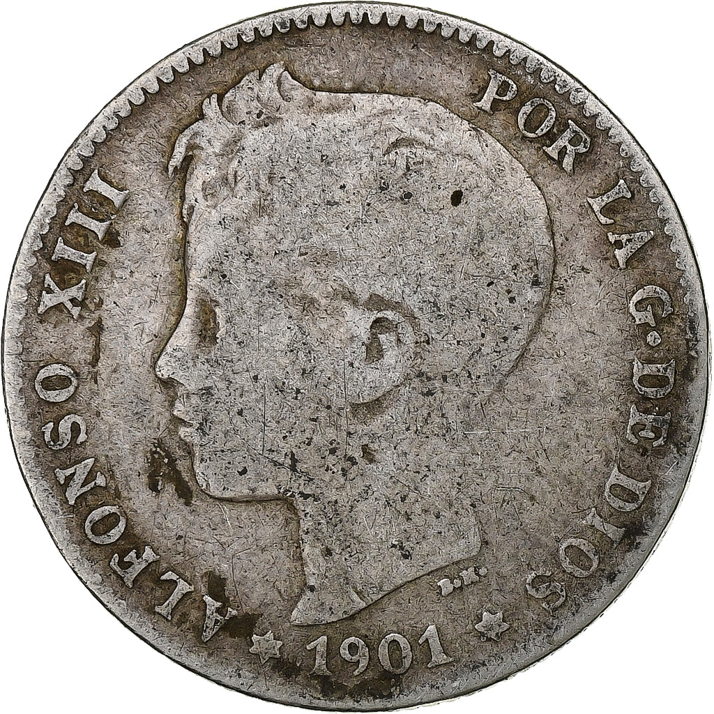 Spain, Alfonso XIII, Peseta, 1901, Madrid, Silver, VF(20-25), KM:706
