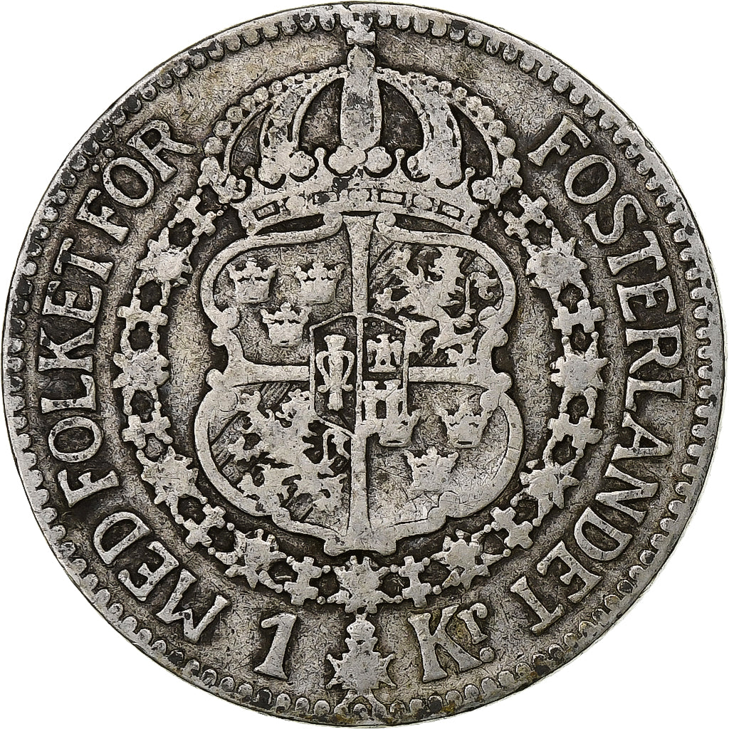 Suécia, Gustaf V, Krona, 1915, Prata, VF(20-25), KM:786.1