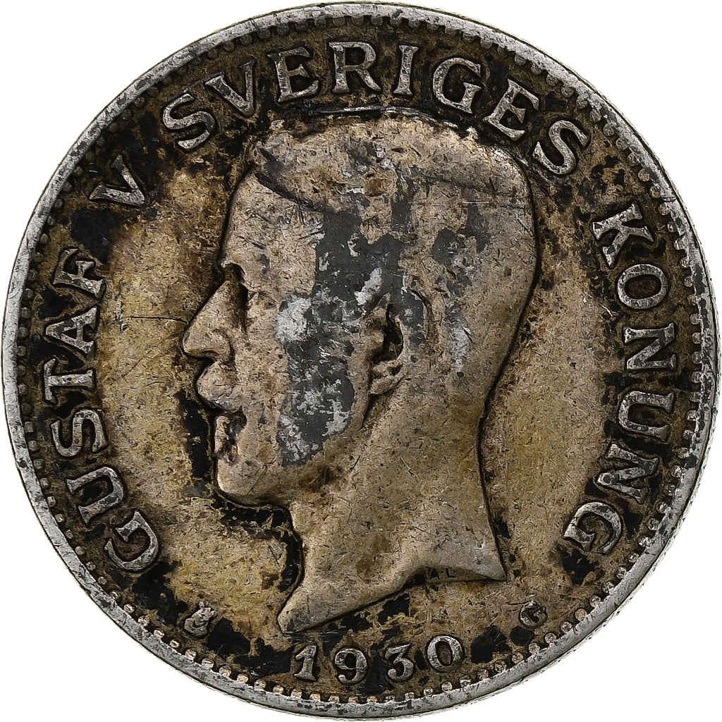 Suécia, Gustaf V, Krona, 1930, Prata, VF(20-25), KM:786.2