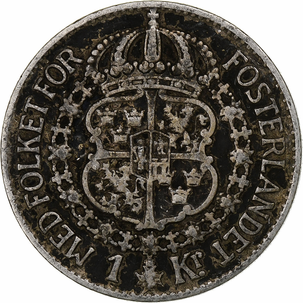 Suécia, Gustaf V, Krona, 1930, Prata, VF(20-25), KM:786.2
