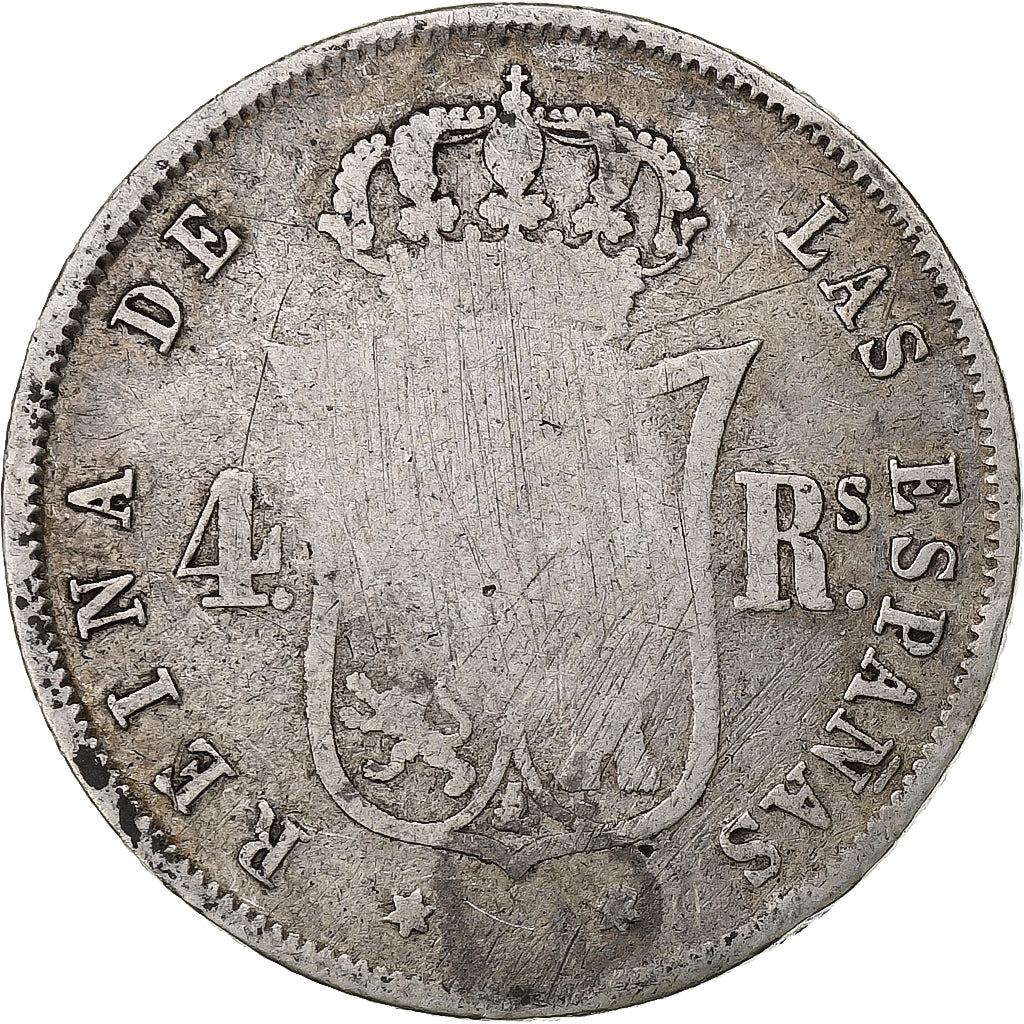 Spain, Isabel II, 4 Réales, 1861, Madrid, Silver, F(12-15), KM:608.2