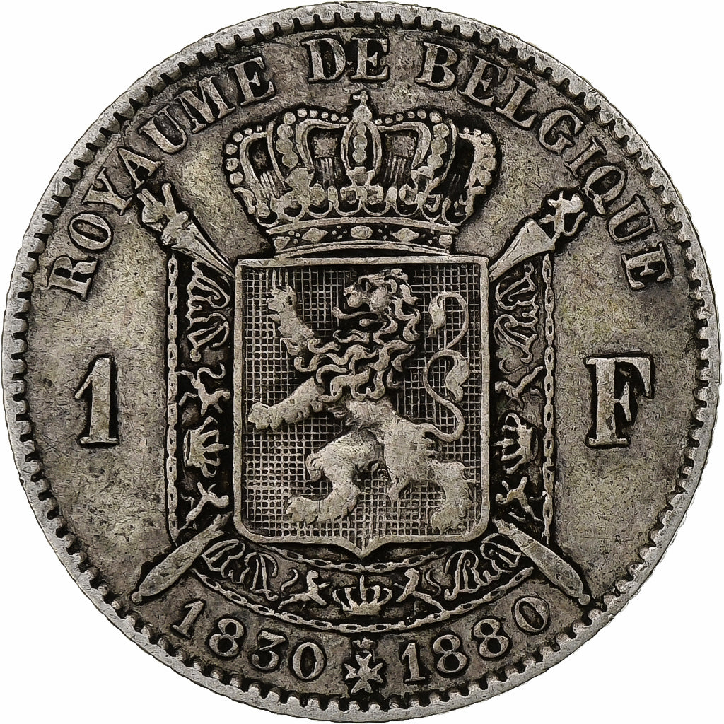 Belgium, Leopold II, Franc, 1880, Silver, VF(30-35), KM:38