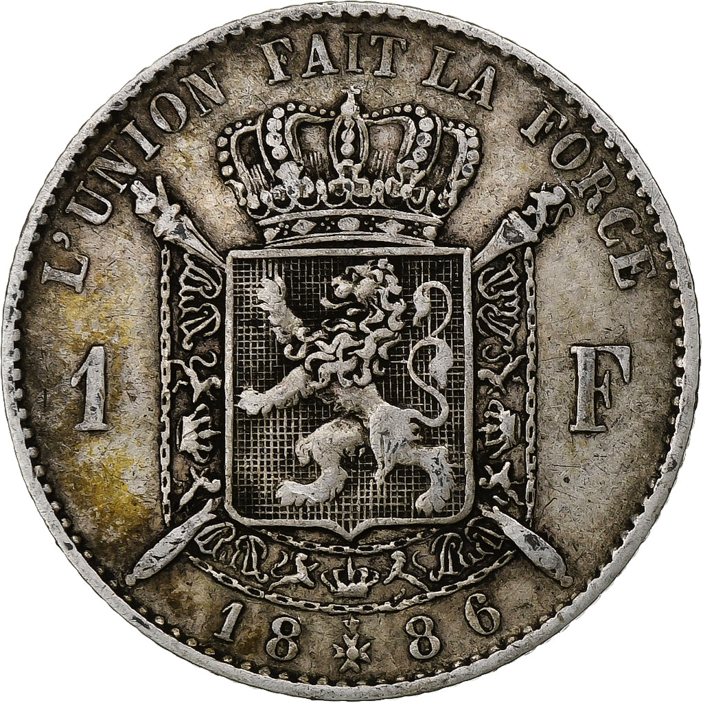 België, Leopold II, Franc, 1886, Zilver, ZF, KM:28.2