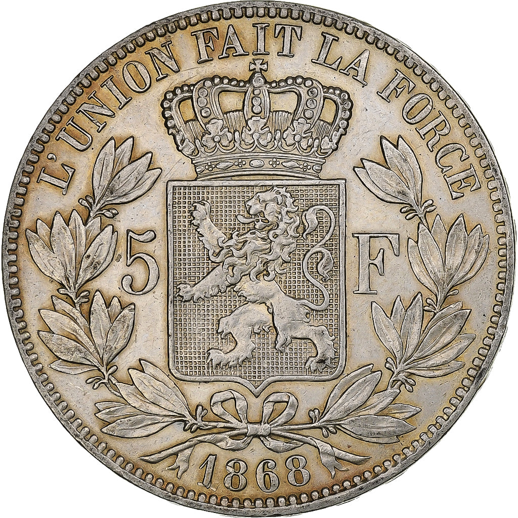 Belgium, Leopold II, 5 Francs, 5 Frank, 1868, Silver, AU(50-53), KM:24