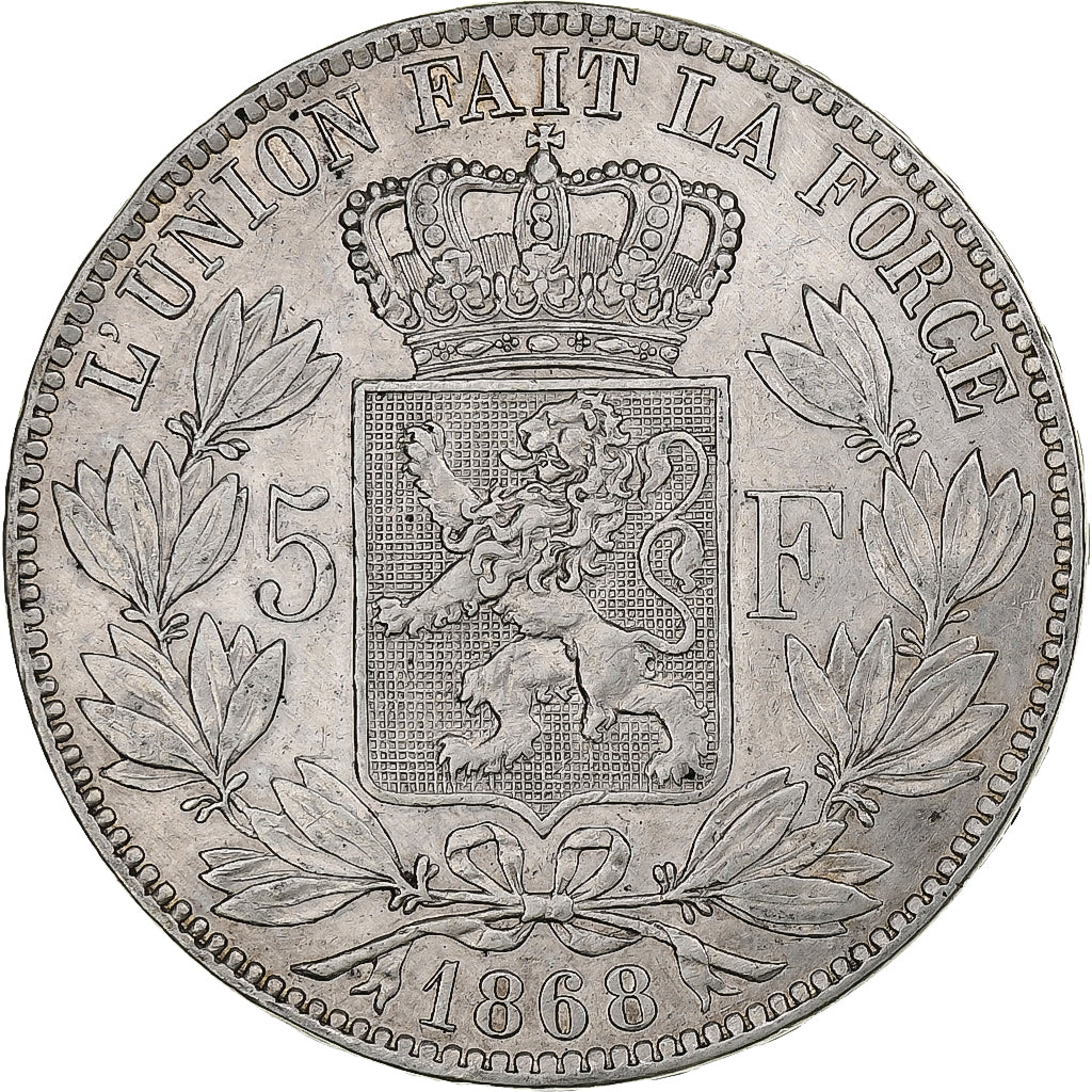 Belgium, Leopold II, 5 Francs, 5 Frank, 1868, Silver, AU(50-53), KM:24