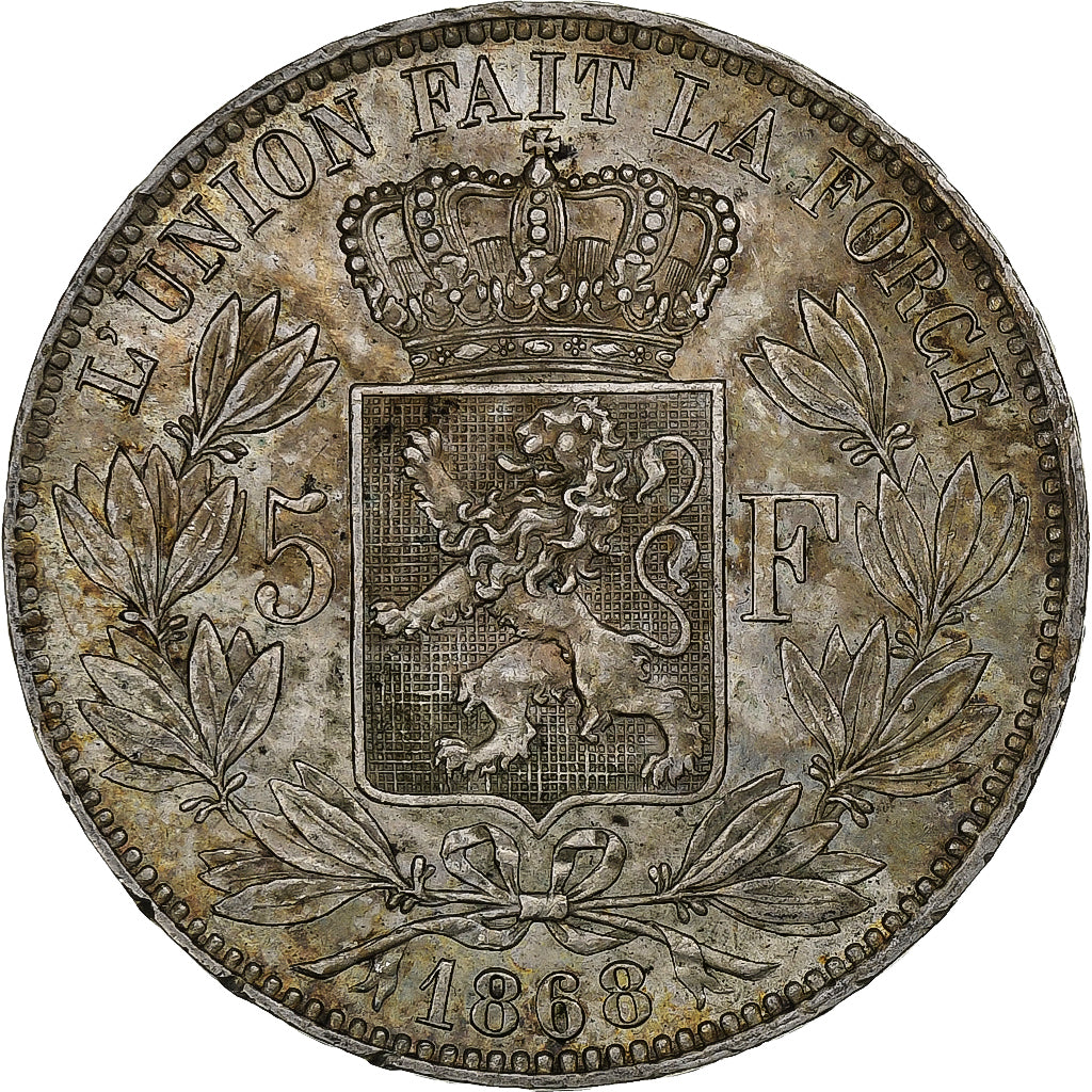 Belgium, Leopold II, 5 Francs, 5 Frank, 1868, Silver, AU(50-53), KM:24