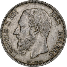 Belgium, Leopold II, 5 Francs, 5 Frank, 1869, Silver, EF(40-45), KM:24