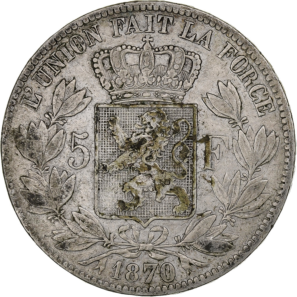 Belgium, Leopold II, 5 Francs, 5 Frank, 1870, Silver, VF(30-35), KM:24