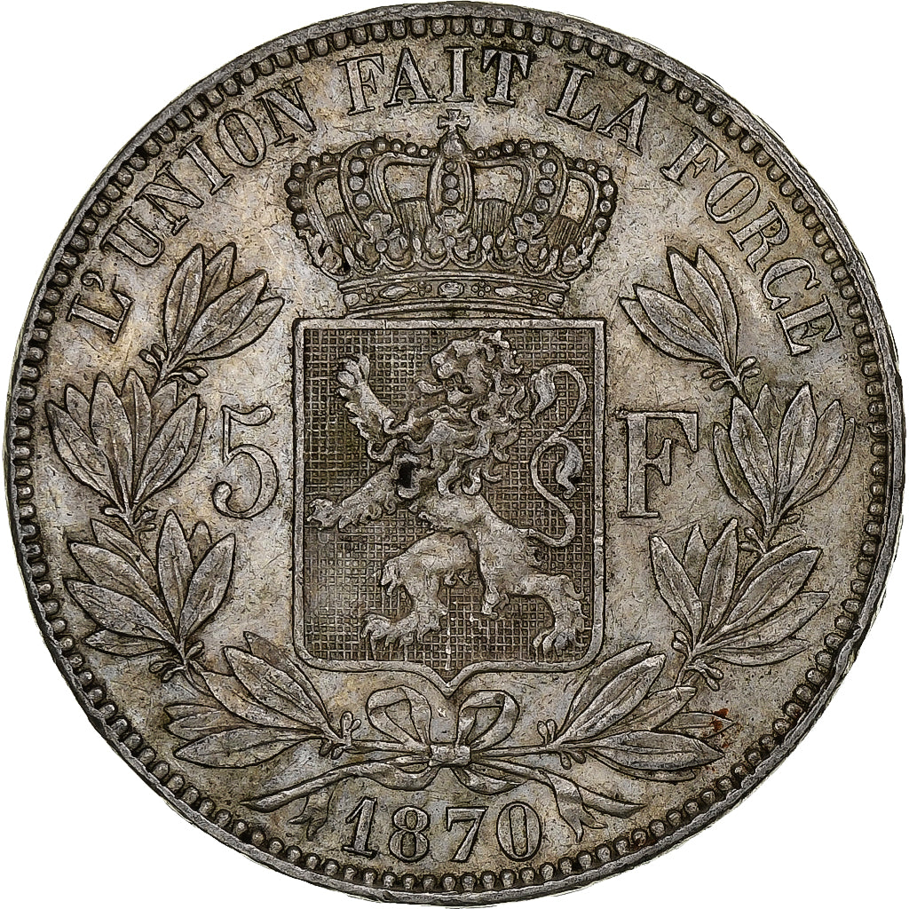 Belgium, Leopold II, 5 Francs, 5 Frank, 1870, Silver, EF(40-45), KM:24