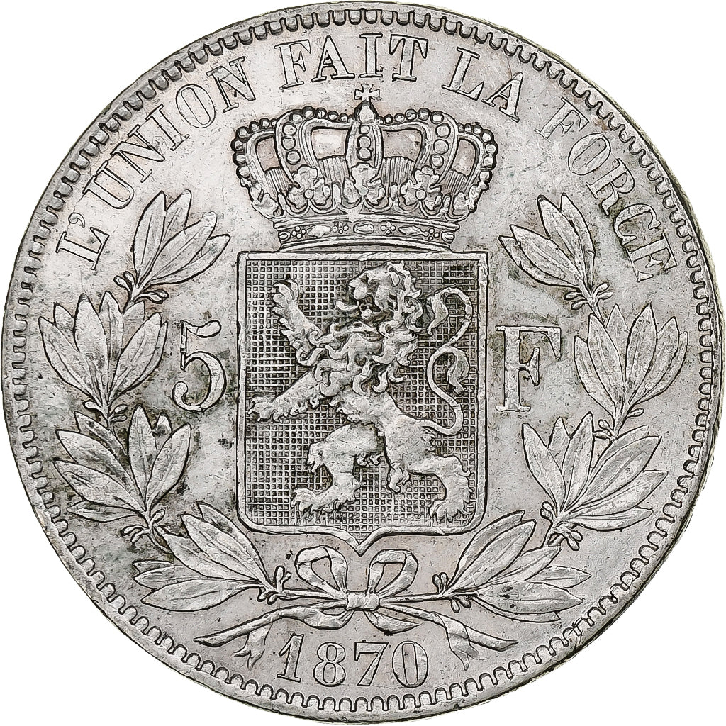 Belgique, Leopold II, 5 Francs, 5 Frank, 1870, Argent, TTB, KM:24