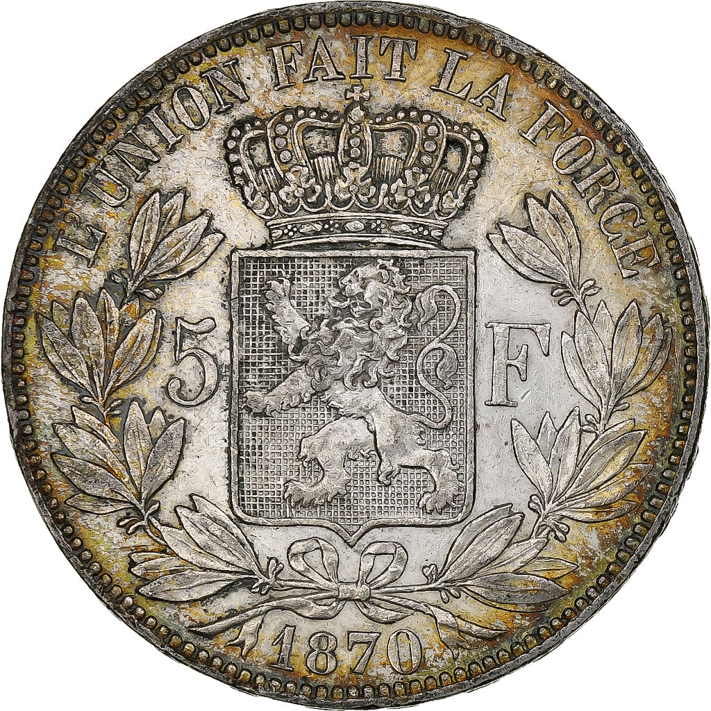 Belgium, Leopold II, 5 Francs, 5 Frank, 1870, Silver, EF(40-45), KM:24