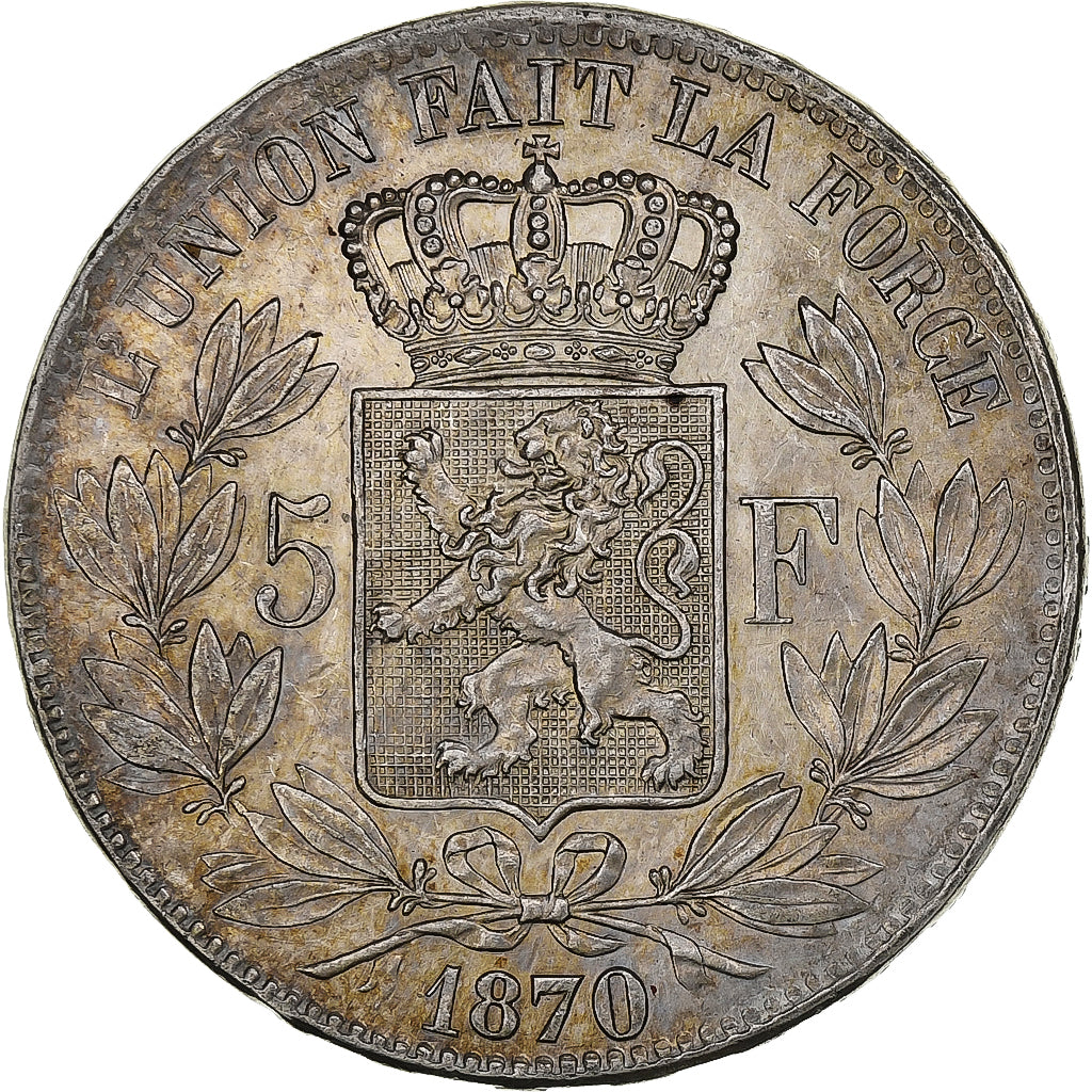 Belgium, Leopold II, 5 Francs, 5 Frank, 1870, Silver, EF(40-45), KM:24