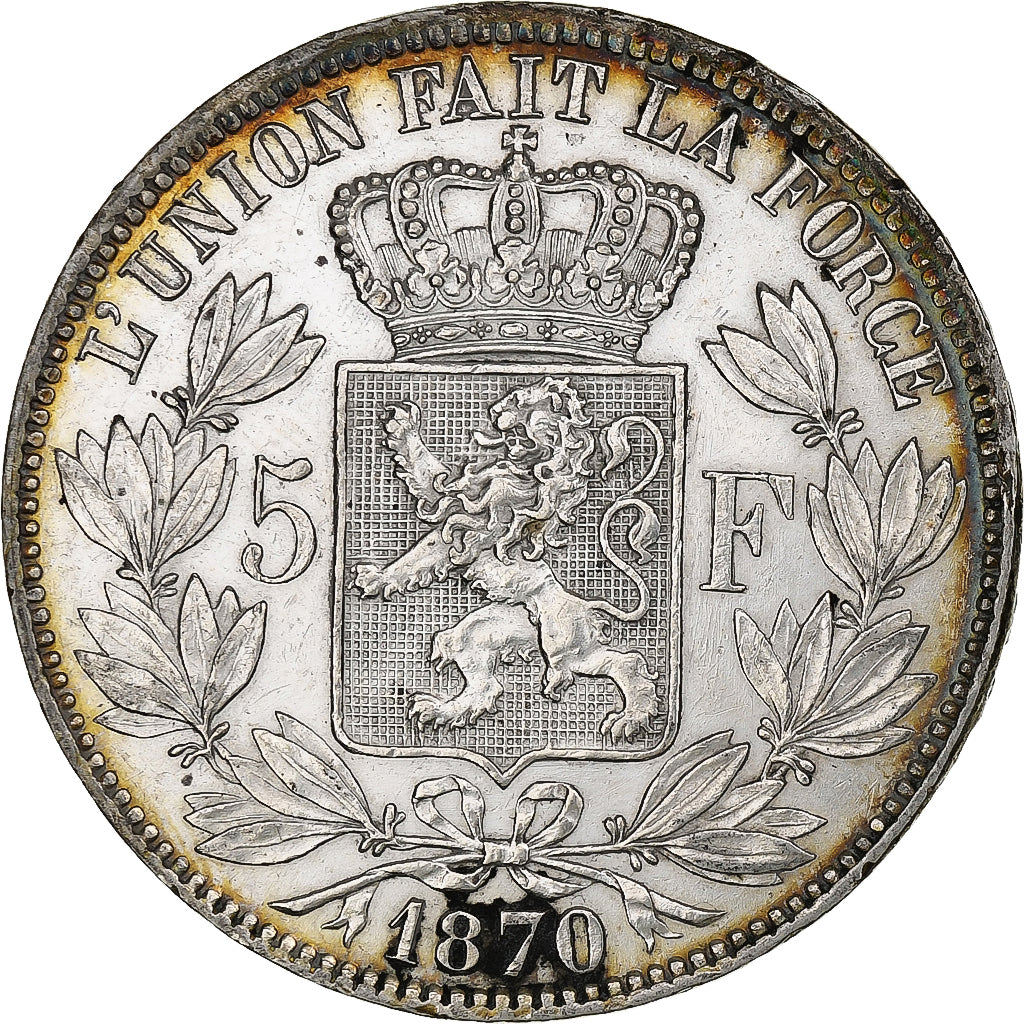Belgium, Leopold II, 5 Francs, 5 Frank, 1870, Silver, AU(50-53), KM:24