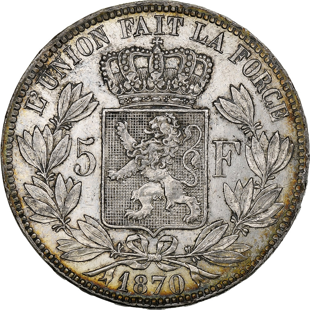 Belgium, Leopold II, 5 Francs, 5 Frank, 1870, Silver, AU(50-53), KM:24