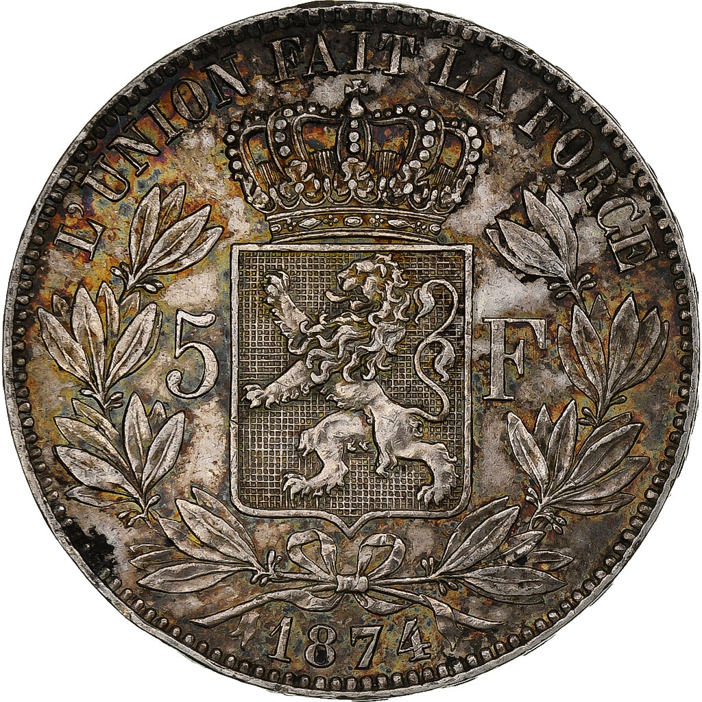 Belgium, Leopold II, 5 Francs, 5 Frank, 1874, Silver, EF(40-45), KM:24