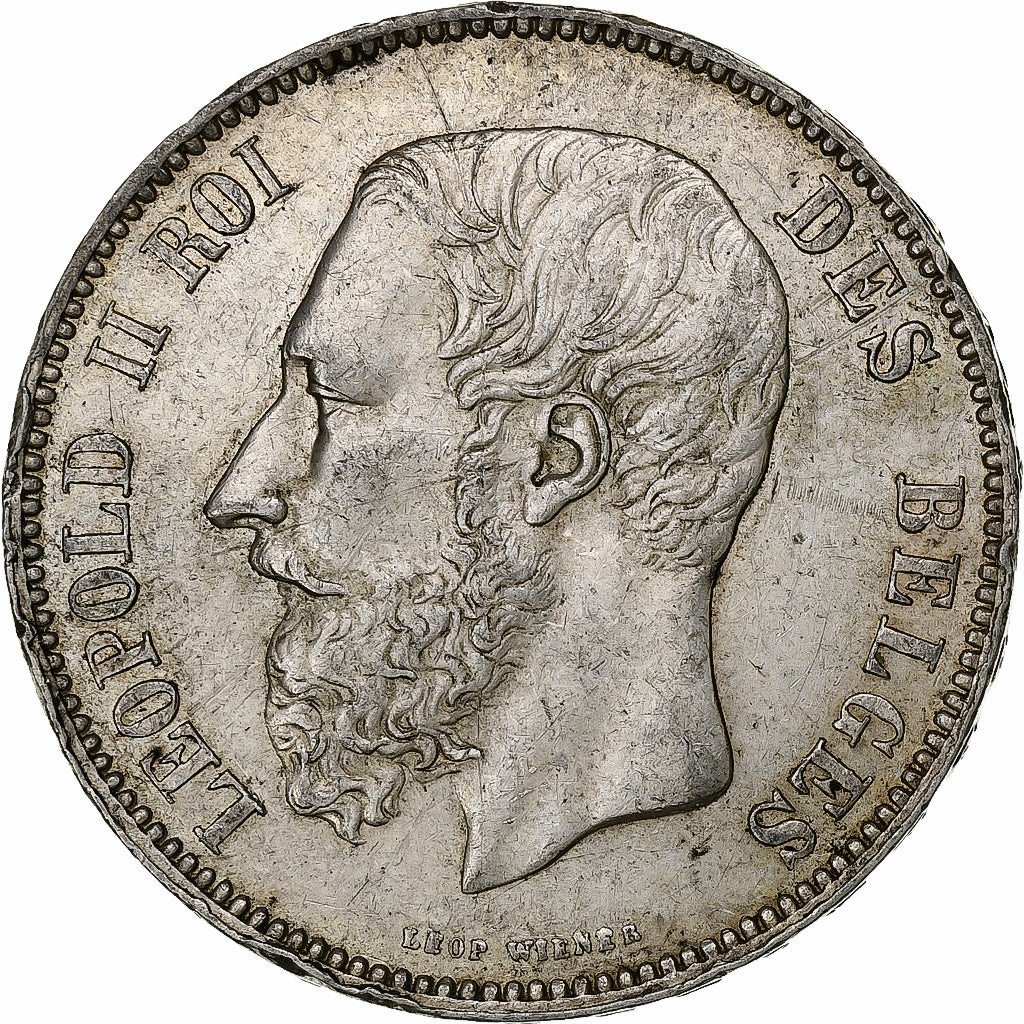 Belgium, Leopold II, 5 Francs, 5 Frank, 1875, Silver, AU(55-58), KM:24