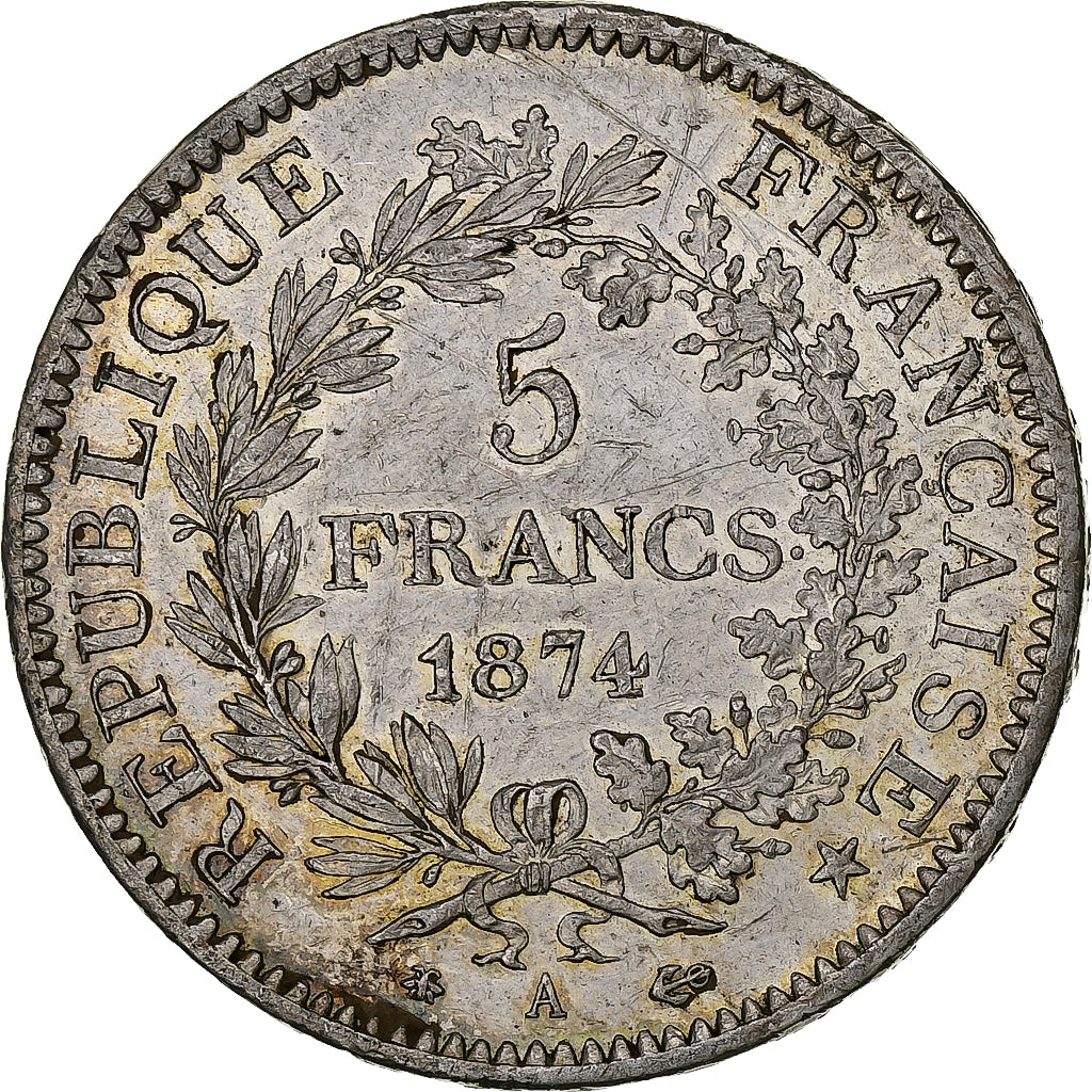 France, 5 Francs, Hercule, 1874, Paris, Silver, AU(50-53), Gadoury:745a