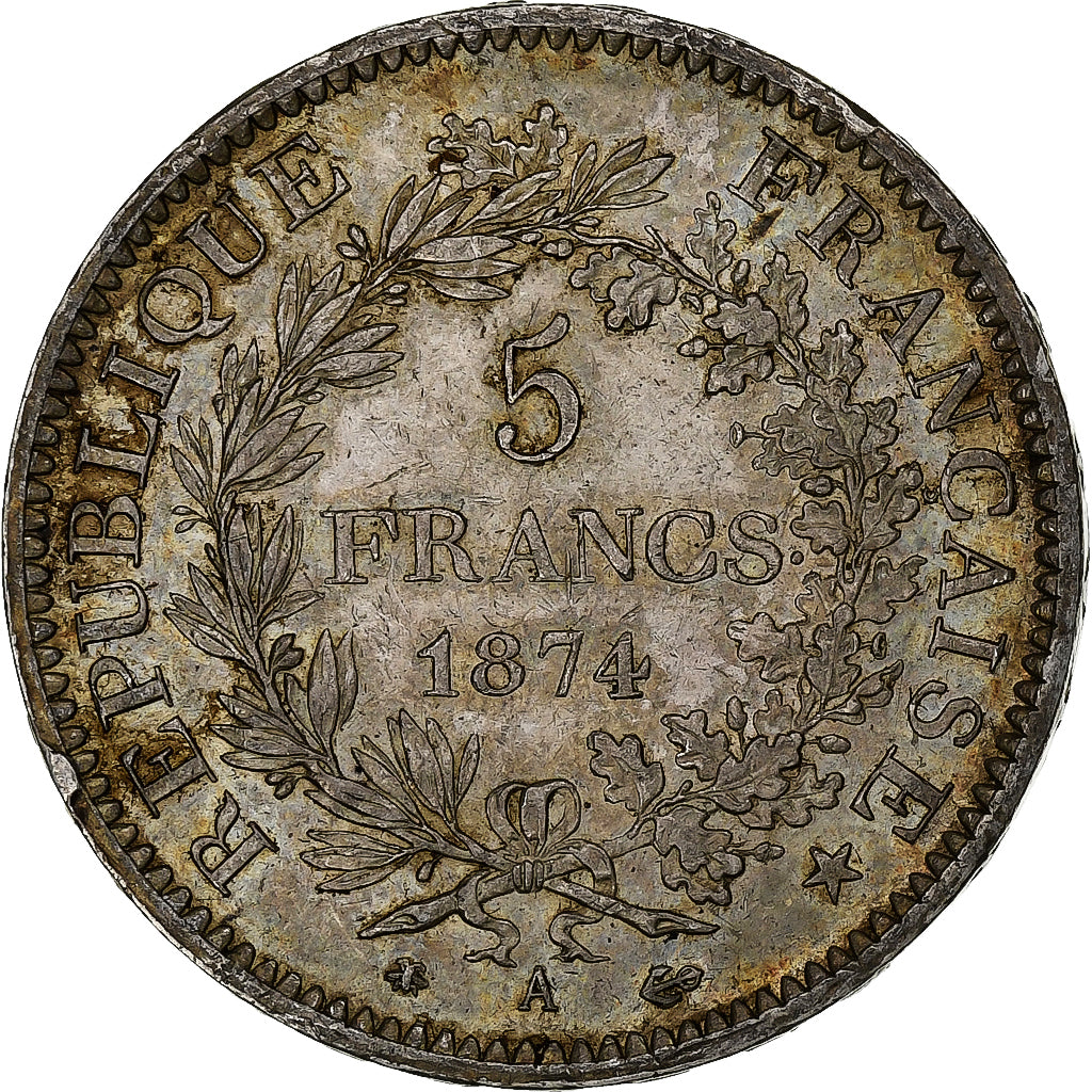 France, 5 Francs, Hercule, 1874, Paris, Silver, AU(50-53), Gadoury:745a