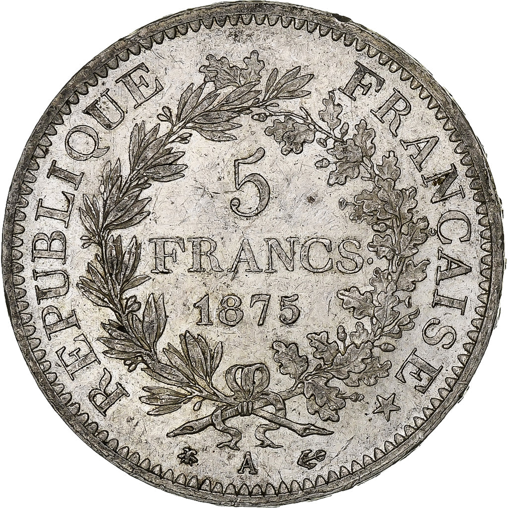 France, 5 Francs, Hercule, 1875, Paris, Silver, AU(50-53), Gadoury:745a