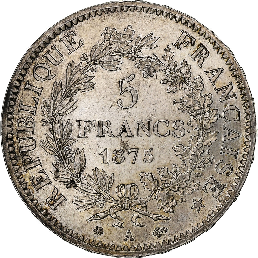 France, 5 Francs, Hercule, 1875, Paris, Silver, AU(55-58), Gadoury:745a