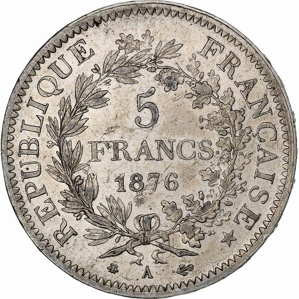France, 5 Francs, Hercule, 1876, Paris, Silver, AU(50-53), Gadoury:745a