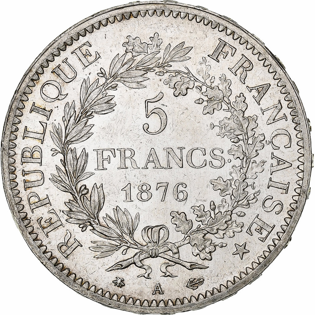 France, 5 Francs, Hercule, 1876, Paris, Argent, SUP, Gadoury:745a, KM:820.1