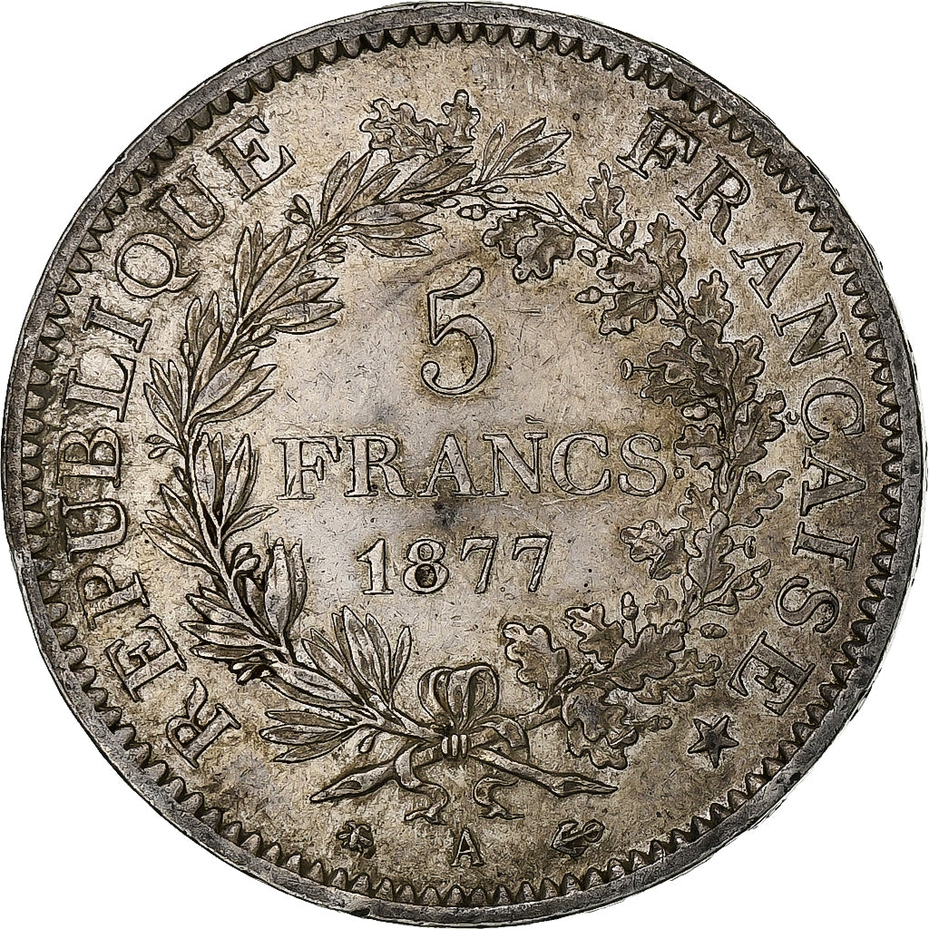 France, Hercule, 5 Francs, 1877, Paris, AU(50-53), Silver, KM:820.1