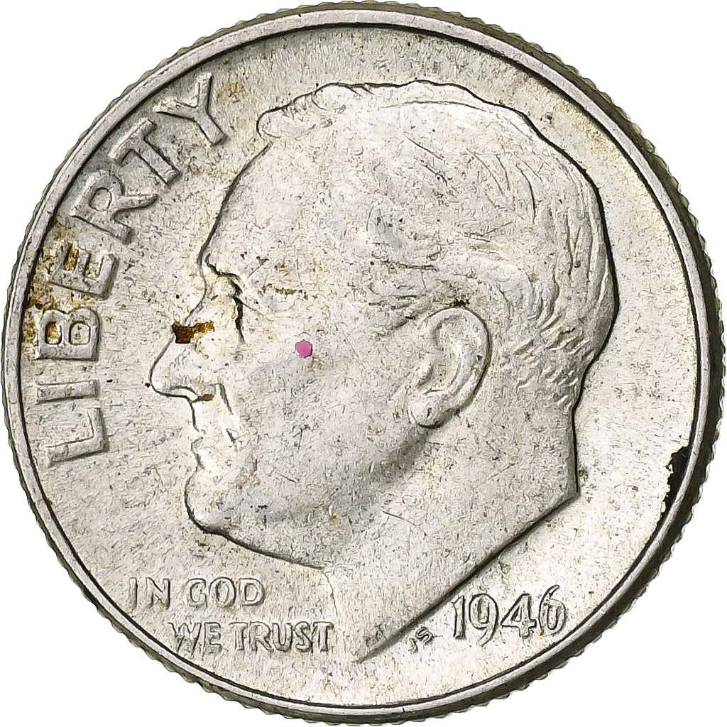 United States, Dime, Roosevelt Dime, 1946, Philadelphia, Silver, AU(50-53)