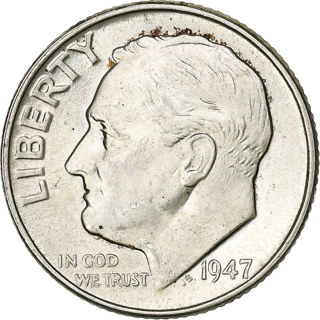 Estados Unidos da América, Dime, Roosevelt Dime, 1947, Philadelphia, Prata