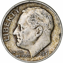 United States, Dime, Roosevelt Dime, 1951, Denver, Silver, EF(40-45), KM:195