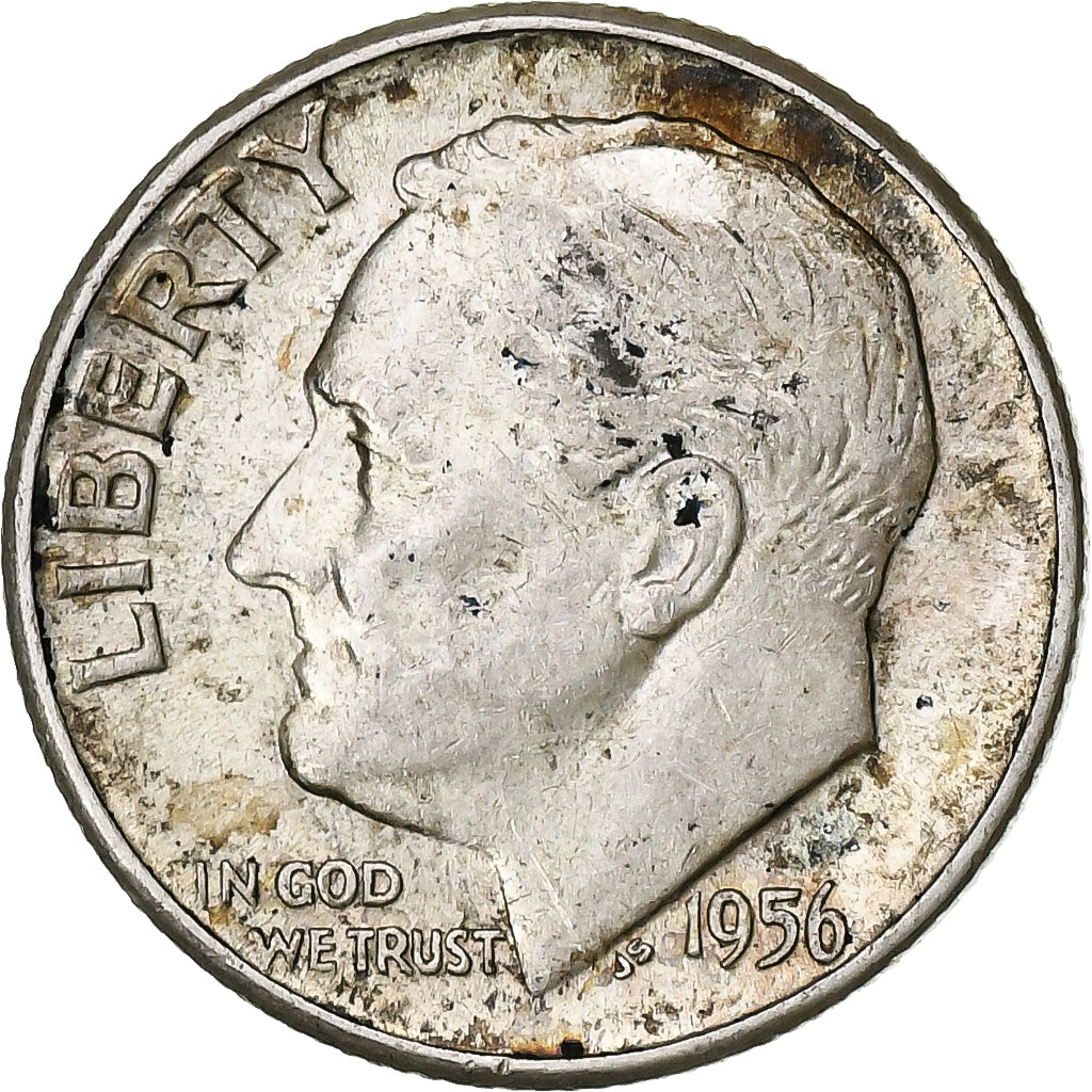États-Unis, Dime, Roosevelt Dime, 1956, Philadelphie, Argent, TTB+, KM:195
