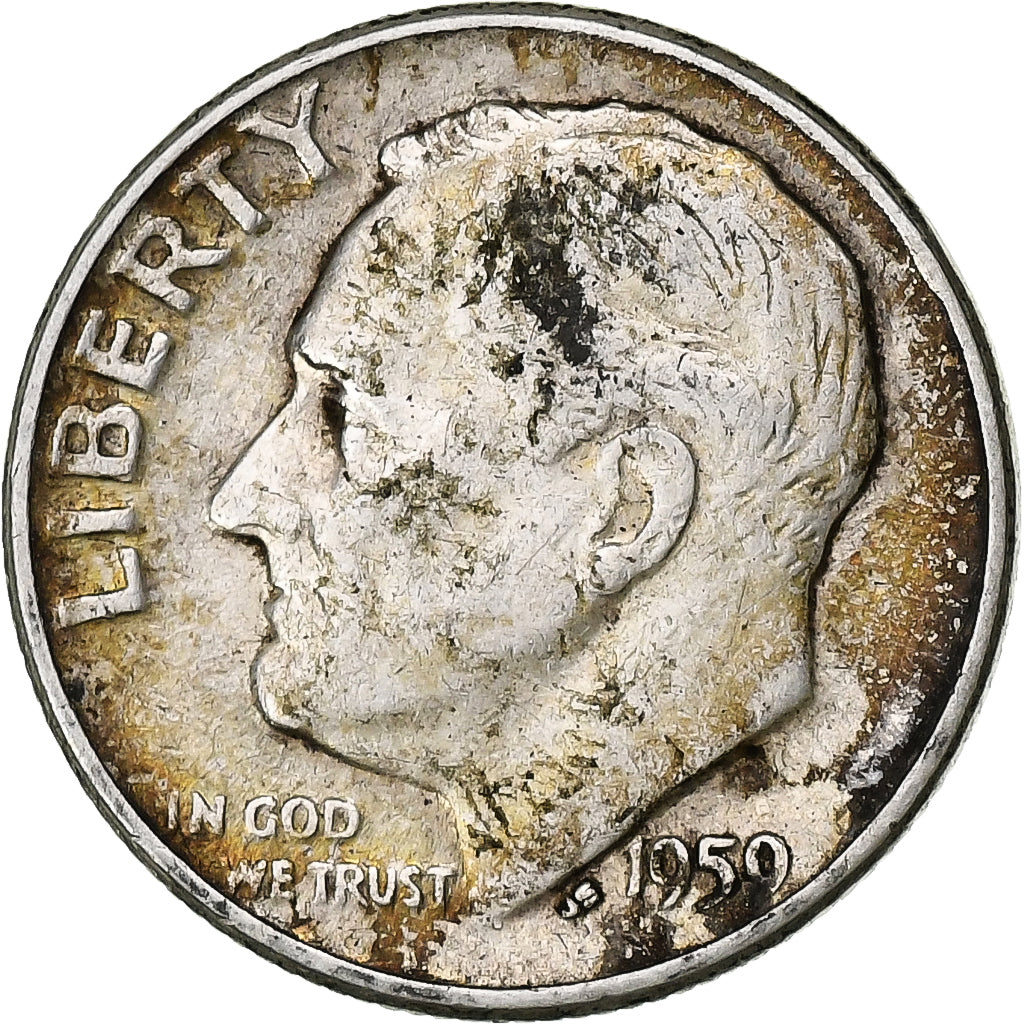 États-Unis, Dime, Roosevelt Dime, 1959, Philadelphie, Argent, TTB, KM:195