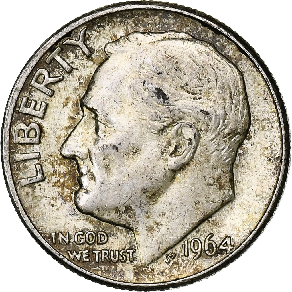 États-Unis, Dime, Roosevelt Dime, 1964, Philadelphie, Argent, TTB+, KM:195
