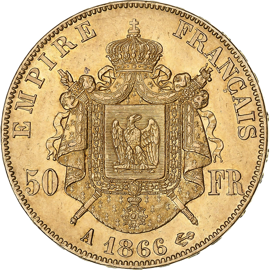 Frankrijk, 50 Francs, Napoléon III, 1866, Paris, Goud, PR, Gadoury:1112
