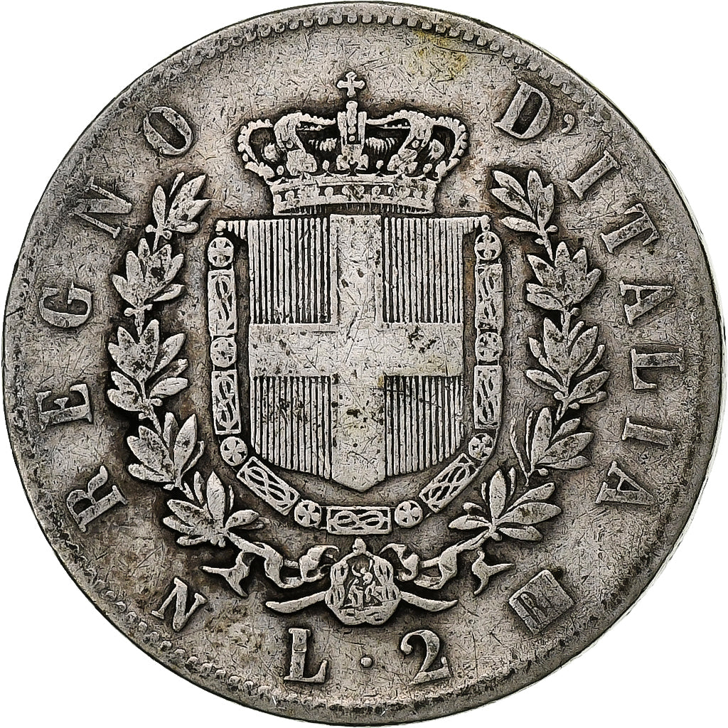 Italie, Vittorio Emanuele II, 2 Lire, 1863, Naples, Argent, TB, KM:6a.1
